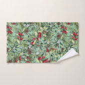Rood Groen Holly Kerstmis Patroon Monogram Bad Handdoek (Handdoek)
