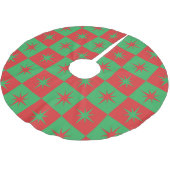 Rood-groen-ingedrukte retro-kerststarburen kerstboom rok (Gekanteld)