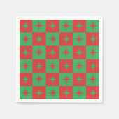 Rood-groen-ingedrukte retro-kerststarburen servet (Voorkant)