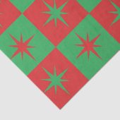 Rood-groen-ingedrukte retro-kerststarburen tissuepapier (Detail)