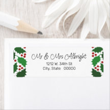 Rood & Groen Jolly Holly Retouradreslabel