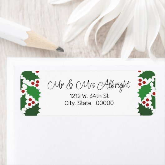 Rood & Groen Jolly Holly Retouradreslabel Etiket (Insitu)