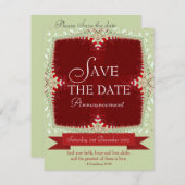 Rood + Groen Kant Save the Date Uitnodiging (Voorkant / Achterkant)