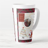 Rood Groen Karo Kerstmis  Latte Mok (Rechterhoek)