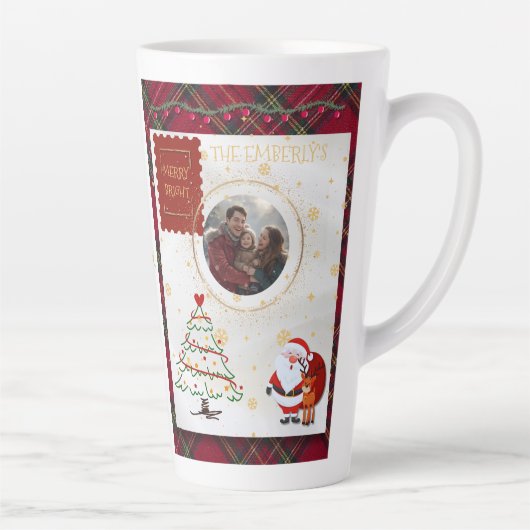 Rood Groen Karo Kerstmis  Latte Mok (Rechts)