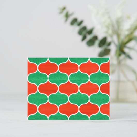 Rood Groen Kerst Ogee Pattern Briefkaart (Staand voorkant)