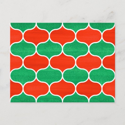 Rood Groen Kerst Ogee Pattern Briefkaart (Voorkant)