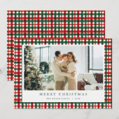 Rood Groen Kerst Plaid Foto Vakantie Kaart (Voorkant / Achterkant)