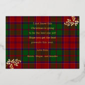 Rood Groen Kerst Plaid Goud Bladeren Familie Foto Folie Feestdagenkaart (Achterkant)