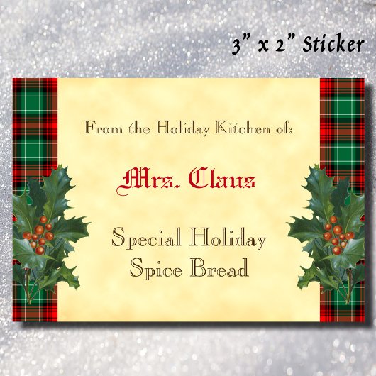 Rood Groen Kerst Plaid Vakantie Bakken Sticker