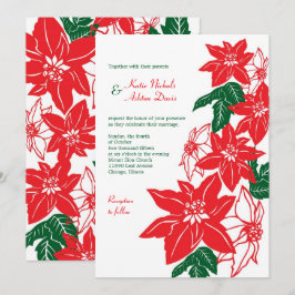 Rood & Groen Kerst Poinsettias Vakantie Trouwen Kaart