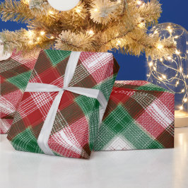 Rood Groen Kerst Sneeuw Plaid Patroon Cadeaupapier