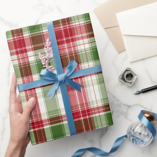 Rood Groen Kerst Sneeuw Plaid Patroon Cadeaupapier (Geschenken)