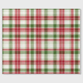 Rood Groen Kerst Sneeuw Plaid Patroon Cadeaupapier (Vlak)