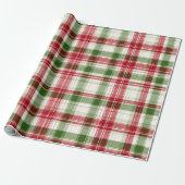 Rood Groen Kerst Sneeuw Plaid Patroon Cadeaupapier (Uitgerold)