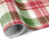 Rood Groen Kerst Sneeuw Plaid Patroon Cadeaupapier (Rol Hoek)