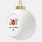 Rood Groen Kerst Vrolijk Kerstfeest Keramische Bal Ornament (Rechts)
