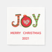 Rood Groen Kerst Vrolijk Kerstfeest Servet (Voorkant)