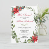 Rood groen Kerstbloem Twins baby shower Kaart (Staand voorkant)