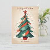 rood & groen kerstboom Wenskaart Feestdagenkaart (Staand voorkant)