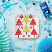 Rood groen kerstboomgaard Matig minimumpatroon Papieren Bordje (Feest)