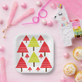 Rood groen kerstboomgaard Matig minimumpatroon Papieren Bordje (Feest)