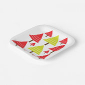 Rood groen kerstboomgaard Matig minimumpatroon Papieren Bordje (Gebogen)