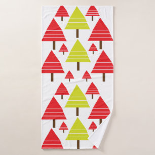 Rood groen kerstboomgaard Modern Cute Pattern Badhanddoek