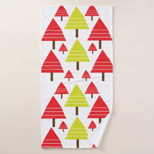 Rood groen kerstboomgaard Modern Cute Pattern Badhanddoek (Badhanddoek)