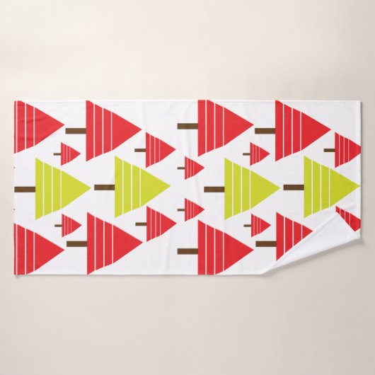 Rood groen kerstboomgaard Modern Cute Pattern Badhanddoek (Badhanddoek)