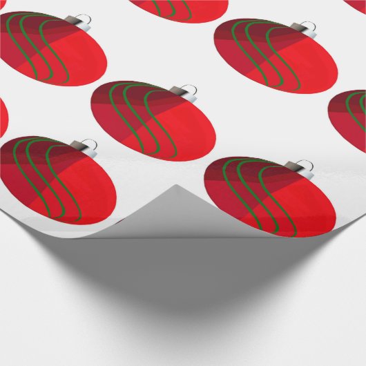 Rood groen kerstbulbbetpapier cadeaupapier (Hoek)