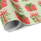 Rood, groen kerstcadeaupapier voor pastel cadeaupapier (Rol Hoek)