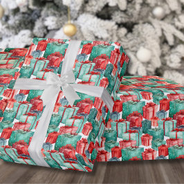 Rood Groen Kerstcadeaus Kerstmis Cadeaupapier