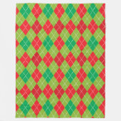 ROOD & GROEN KERSTDIAMANTPATROON FLEECE DEKEN (Voorkant)