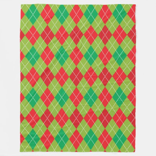 ROOD & GROEN KERSTDIAMANTPATROON FLEECE DEKEN (Voorkant)