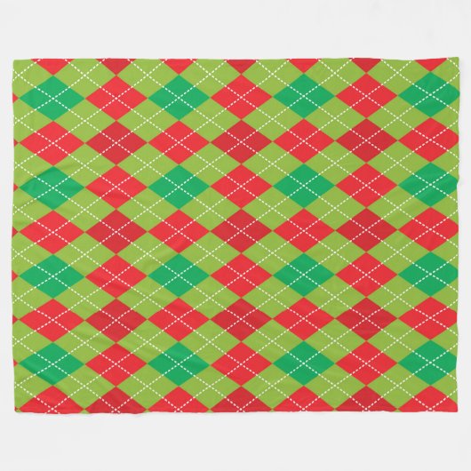 ROOD & GROEN KERSTDIAMANTPATROON FLEECE DEKEN (Voorkant (Horizontaal))