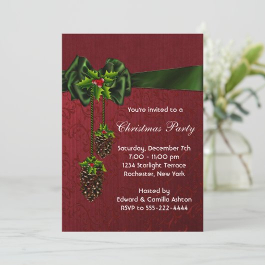 Rood groen kerstfeest kaart (Staand voorkant)