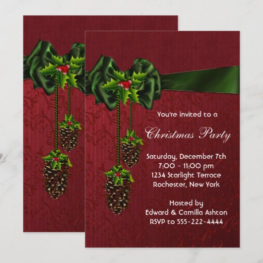 Rood groen kerstfeest kaart (Voorkant / Achterkant)