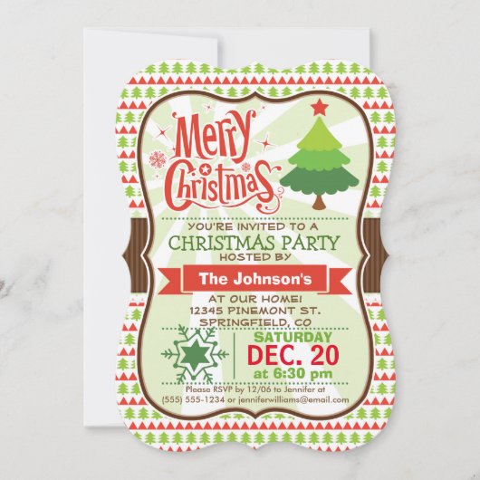 Rood & groen kerstfeest uitnodiging (Voorkant)