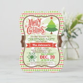 Rood & groen kerstfeest uitnodiging (Staand voorkant)