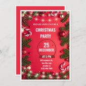 Rood Groen Kerstfeest Uitnodiging Flyer (Voorkant / Achterkant)