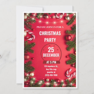 Rood Groen Kerstfeest Uitnodiging Flyer