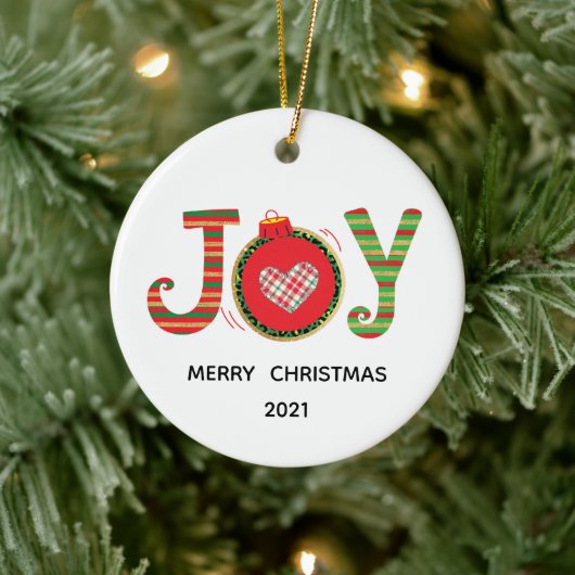 Rood Groen Kerstfeest Vrolijkheid  Keramisch Ornament (Boom)