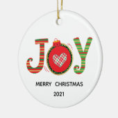Rood Groen Kerstfeest Vrolijkheid  Keramisch Ornament (Links)