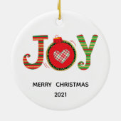 Rood Groen Kerstfeest Vrolijkheid  Keramisch Ornament (Achterkant)