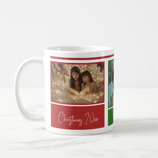 Rood Groen Kerstfoto Classic Mok, 11 oz Koffiemok (Links)