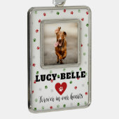 Rood Groen Kerstfoto Huisdier Herdenking Ornament (Rechts)