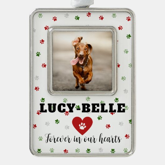 Rood Groen Kerstfoto Huisdier Herdenking Ornament (Voorkant)