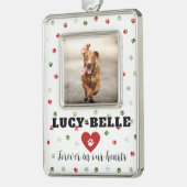 Rood Groen Kerstfoto Huisdier Herdenking Ornament (Links)