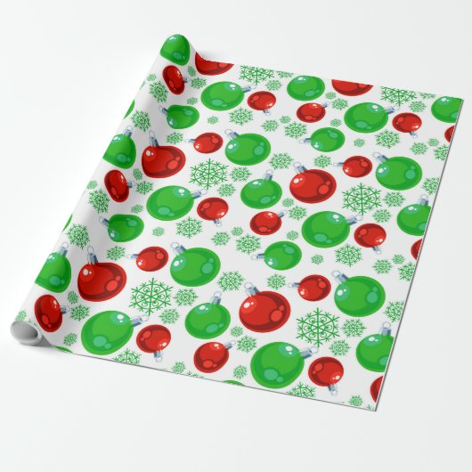 Rood-groen kerstlamppatroonomhulsel cadeaupapier (Uitgerold)